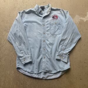 Men's Vintage Colorado Avs Avalanche Light Blue Denim Button Up Shirt Sz Large
